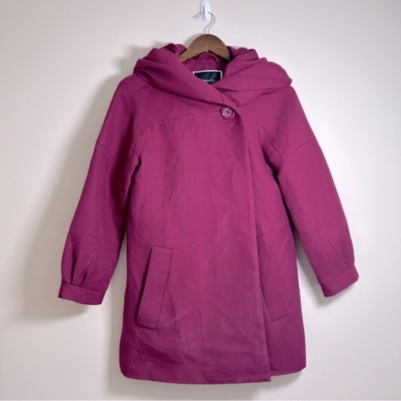 RW& Co Wool Coat Hooded w/ Extra Large Hood Witchy Cloak Style Fuchsia Small - Picture 1 of 10